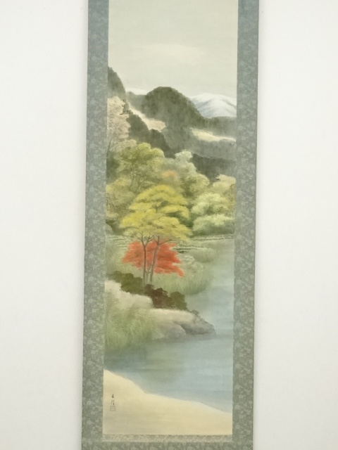 道具 ] - 道具 芝峰筆 湖畔の秋 肉筆紙本掛軸（共箱） | ネット